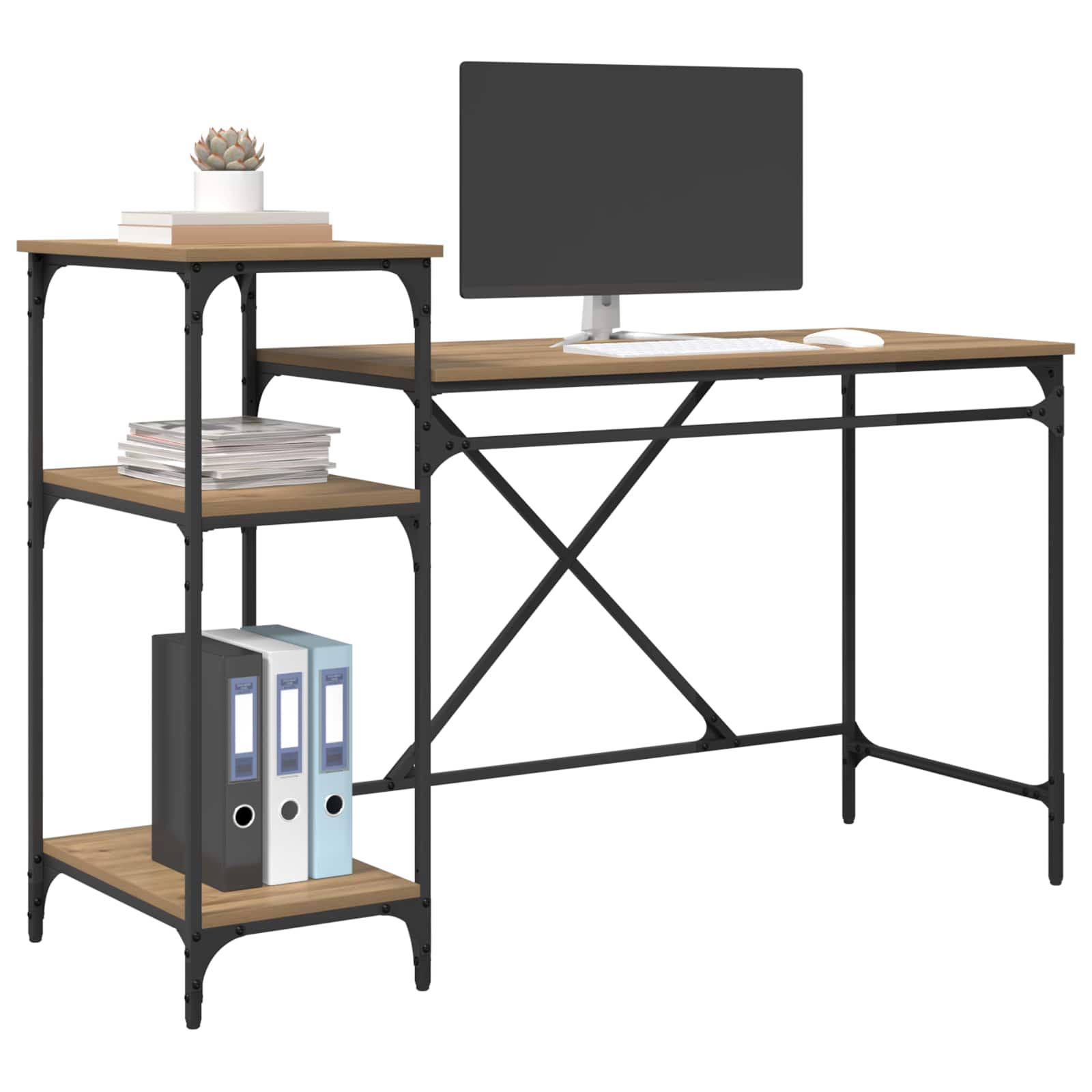 Schreibtisch mit Regal Sonoma-Eiche 135x50x90 cm Holzwerkstoff
