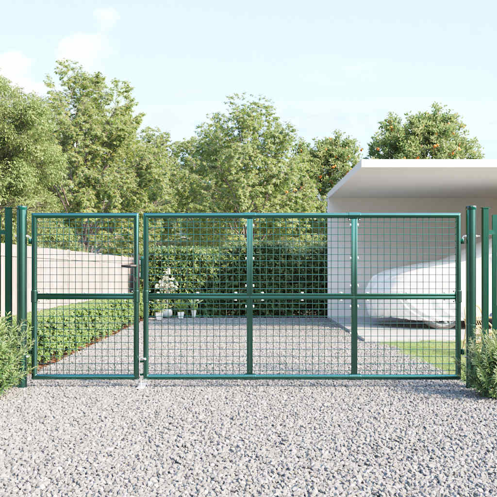 Gartentor aus Stahl 350 x 75 cm Grün