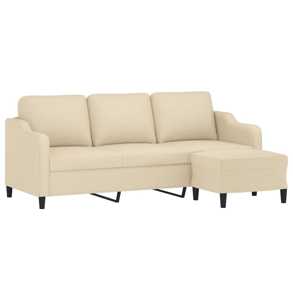 3-Sitzer-Sofa mit Hocker Braun 180 cm Stoff