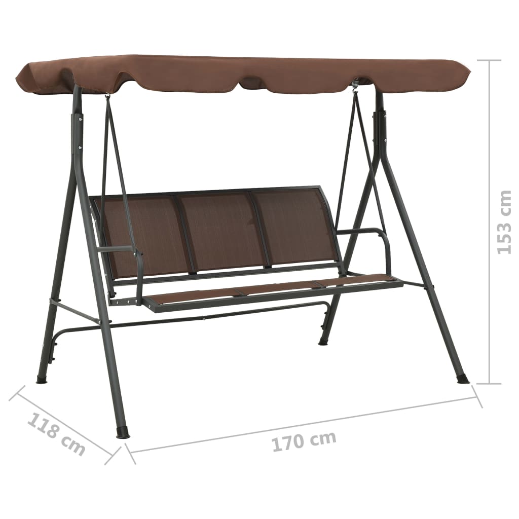 Hollywoodschaukel Grün 170 cm Textilene und Stahl