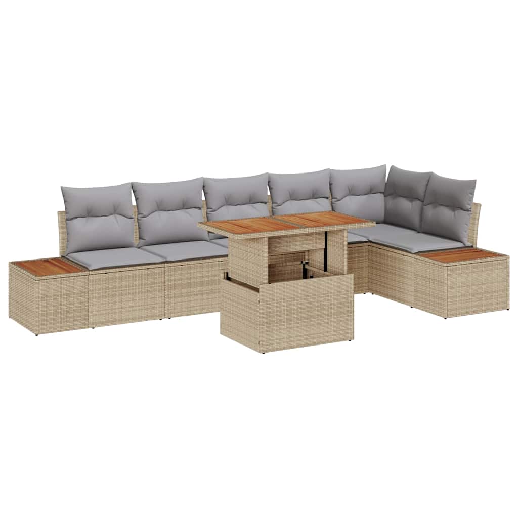 Garten Essgruppe mit Kissen 7 pcs Schwarz und Beige