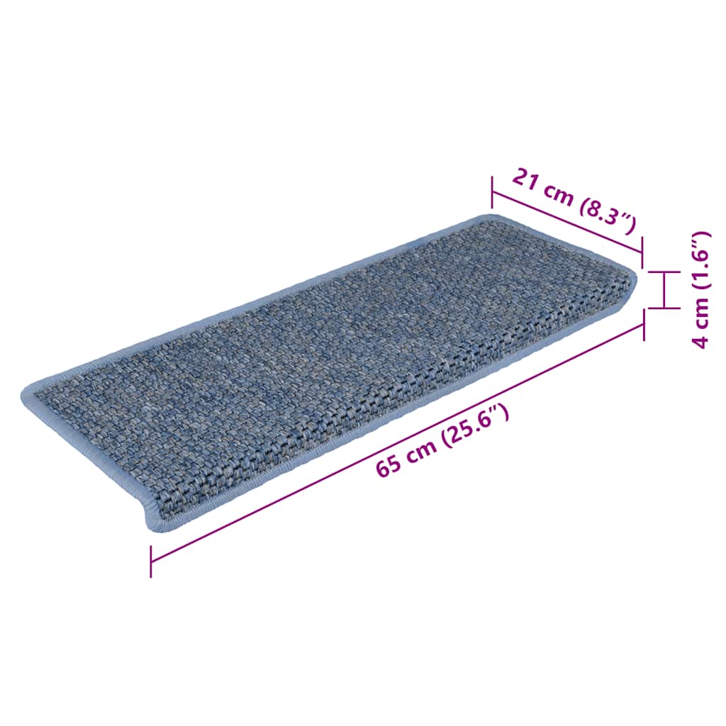 Treppenmatten Selbstklebend Sisal-Look 15 Stk. 65x21x4 Platina