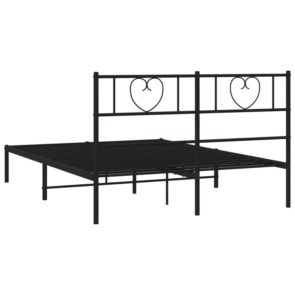 Bettgestell mit Kopfteil Metall Schwarz 100x190 cm