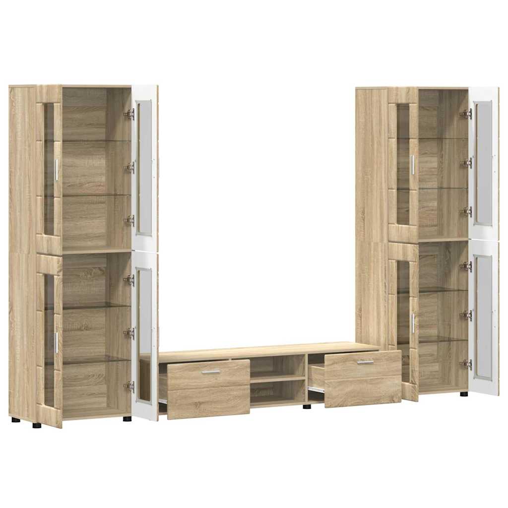 Highboard mit Regal FLORIN Weiß 60 x 35 x 182 cm Holzwerkstoff