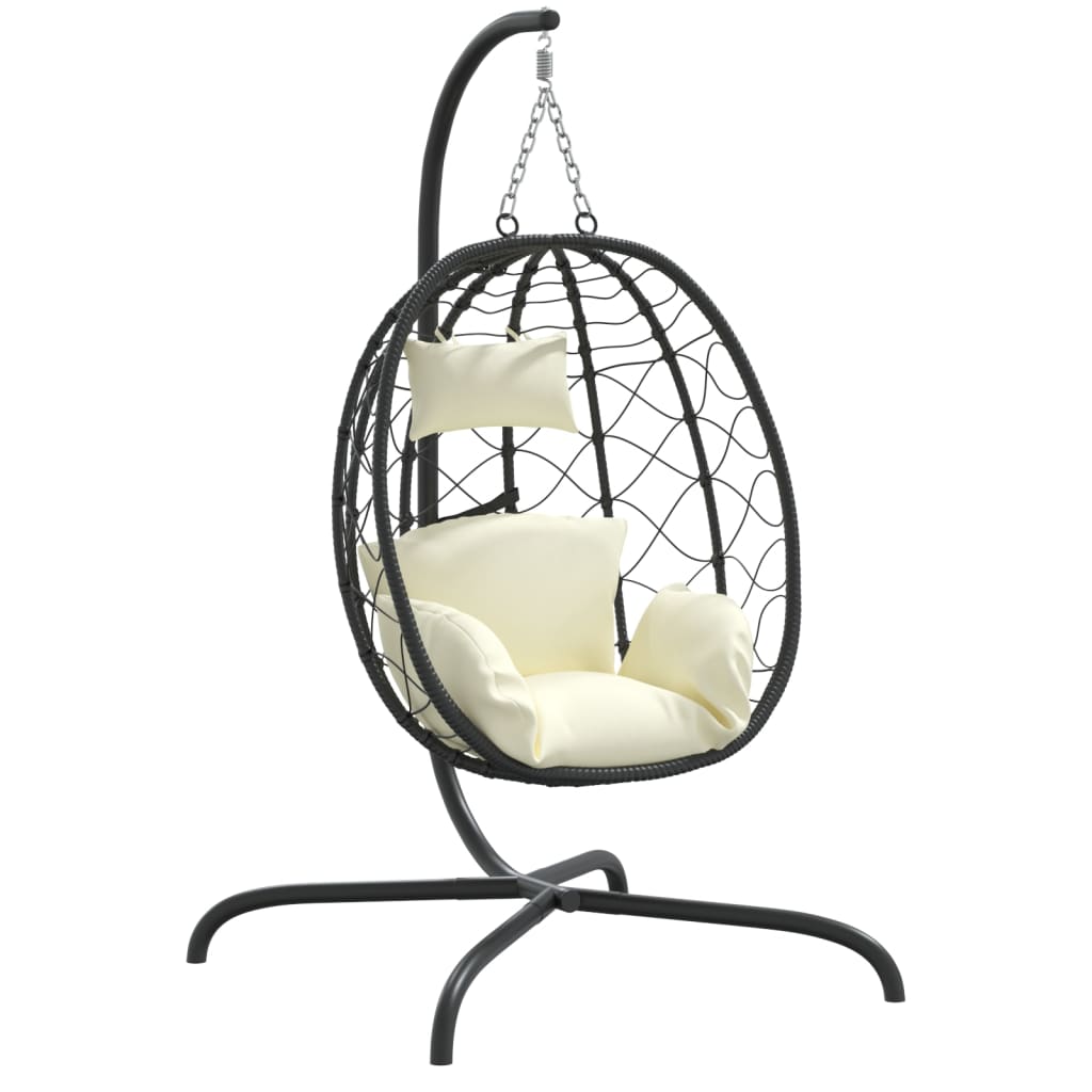 Hängesessel mit Kissen Taupe Poly Rattan & Stahl