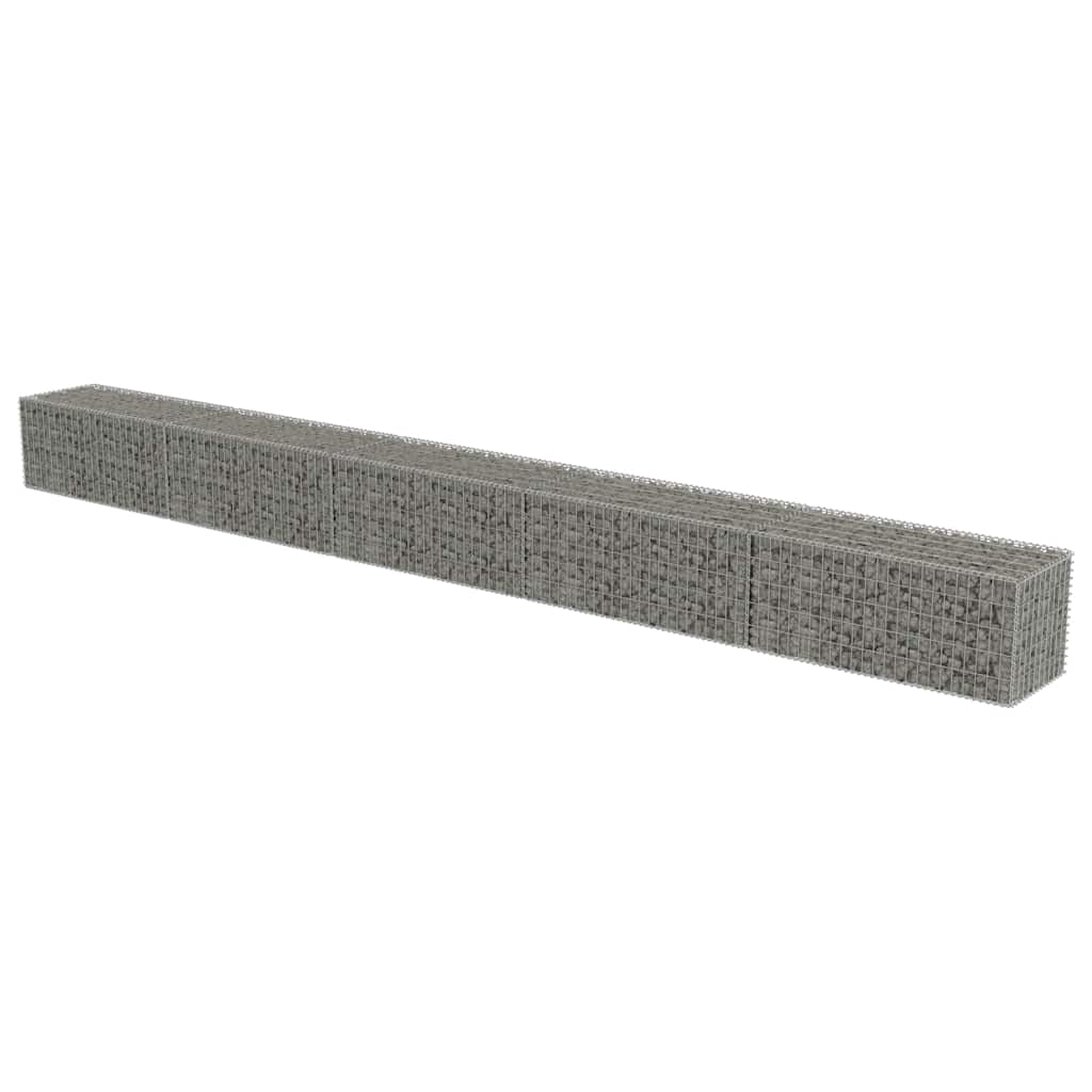 Gabionenwand mit Abdeckung Verzinkter Stahl 20×20×100 cm