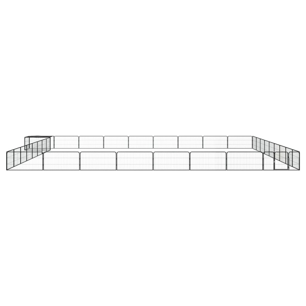 4-tlg. Hundelaufstall Schwarz 100x50cm Stahl Pulverbeschichtung