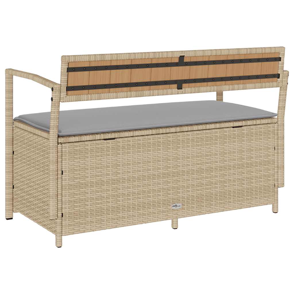 Gartenbank mit Stauraum und Kissen Schwarz Poly Rattan