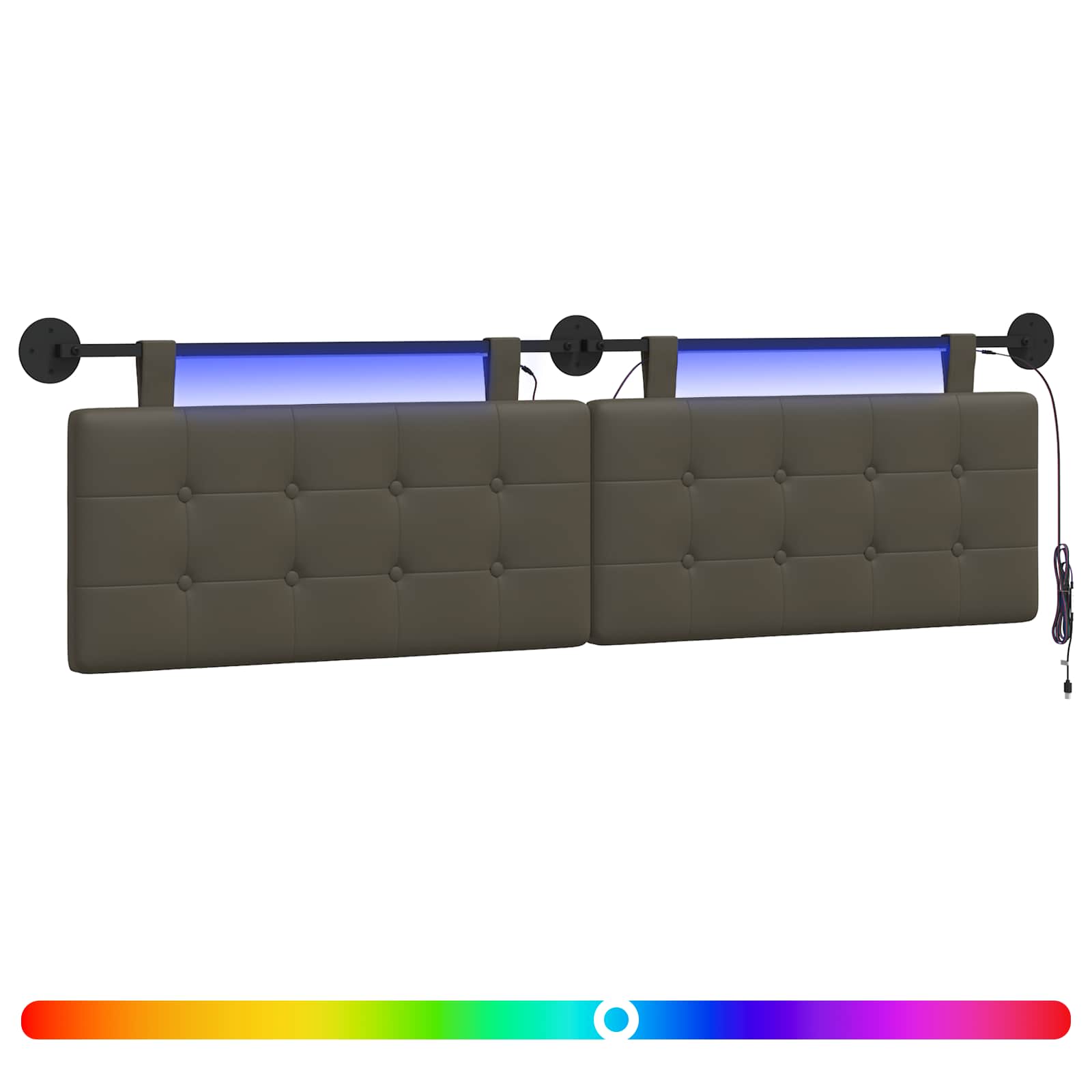 Hängendes Kopfteil Mit LED Licht Creme Kunstleder