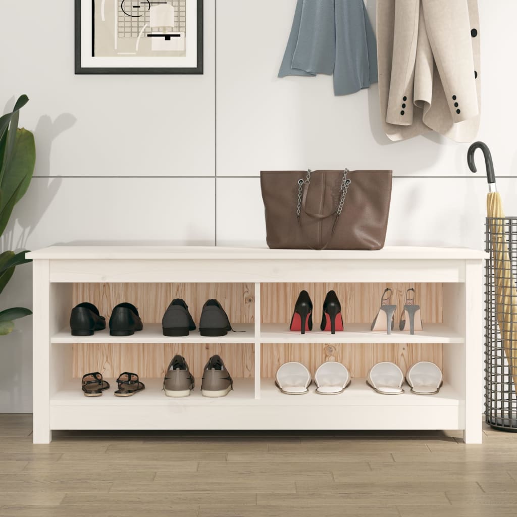 Schuhbank Weiß 70x38x45,5 cm Massivholz Kiefer
