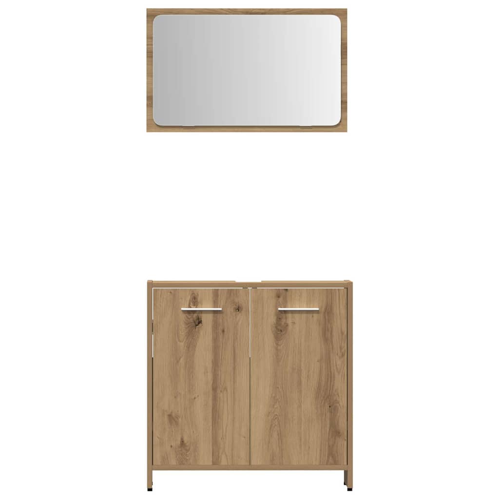 3-tlg. Badmöbel-Set Räuchereiche Holzwerkstoff