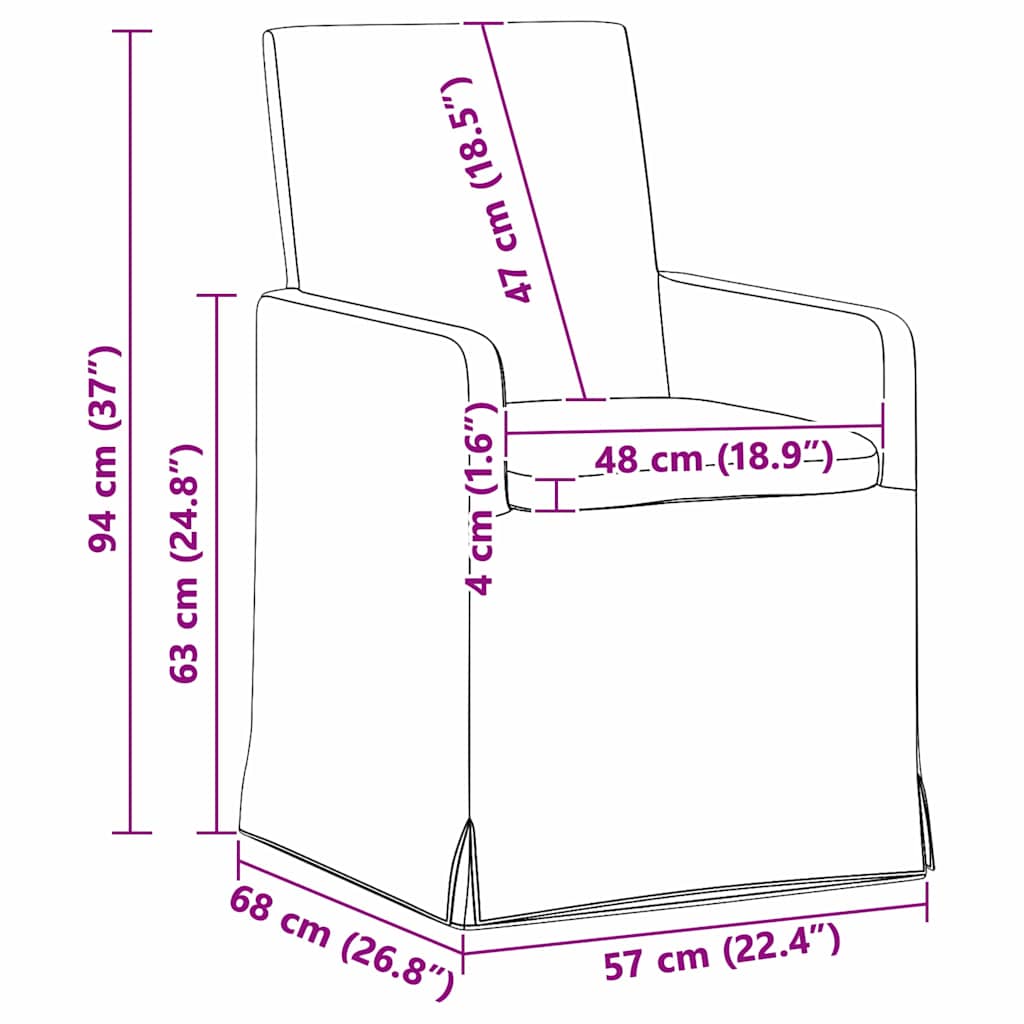 Esszimmerstühle 2 pcs Hellgrau 57 x 67 x 95 cm Leinen
