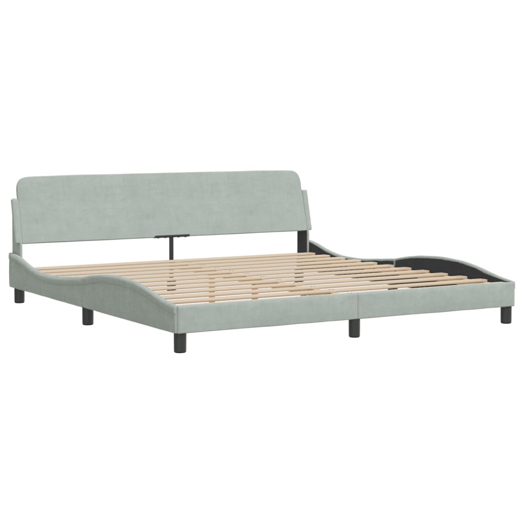 Bett mit Matratze "Hanko" Hellgrau 80x200 cm Samt