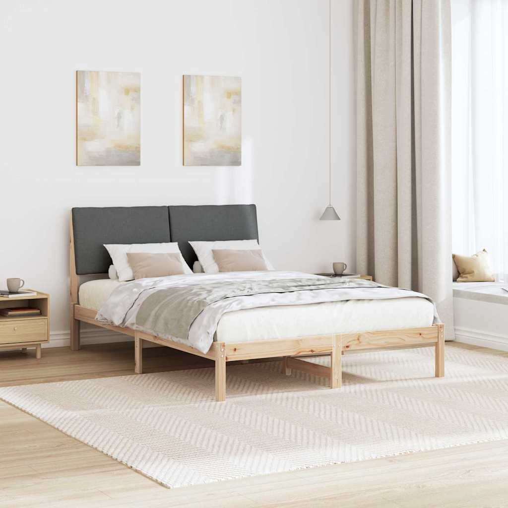 Bettgestell Braun und hellgrau 200 x 200 cm Massivholz Kiefer