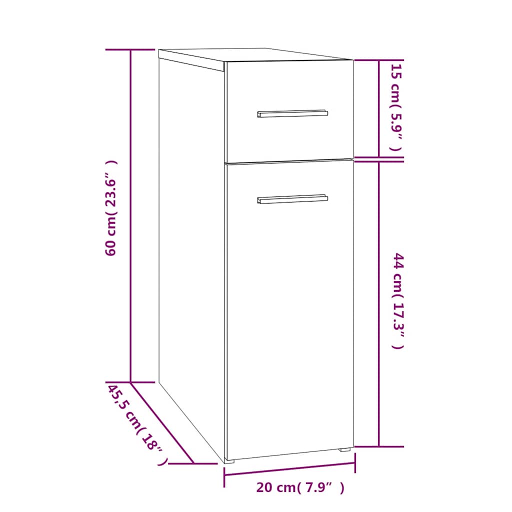 Apothekerschrank Weiß 20x45,5x60 cm Holzwerkstoff