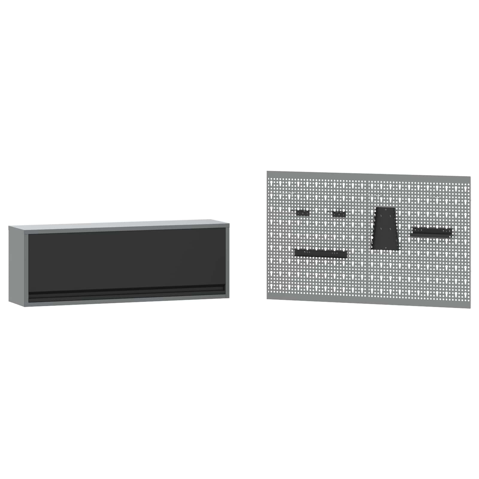 Arbeitsschrankset mit Schubladen mit Regal 8 pcs Grau
