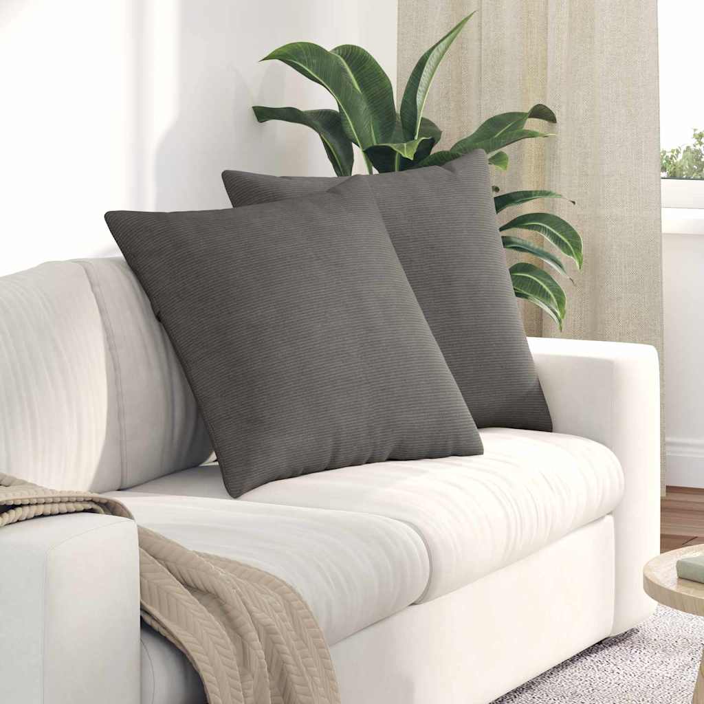 Sofakissen 2 Stück Hellgrau 50 x 30 cm Cordstoff