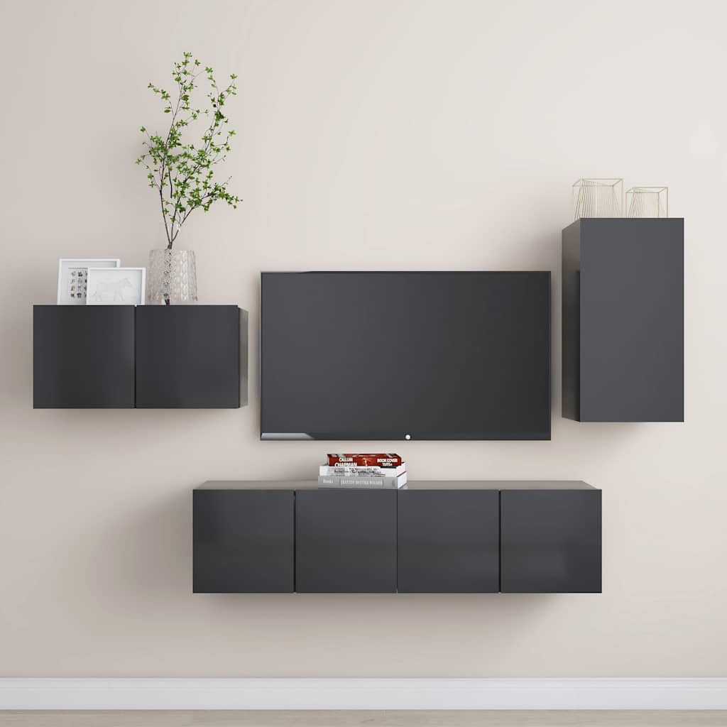 4-tlg. TV-Schrank-Set Weiß Holzwerkstoff