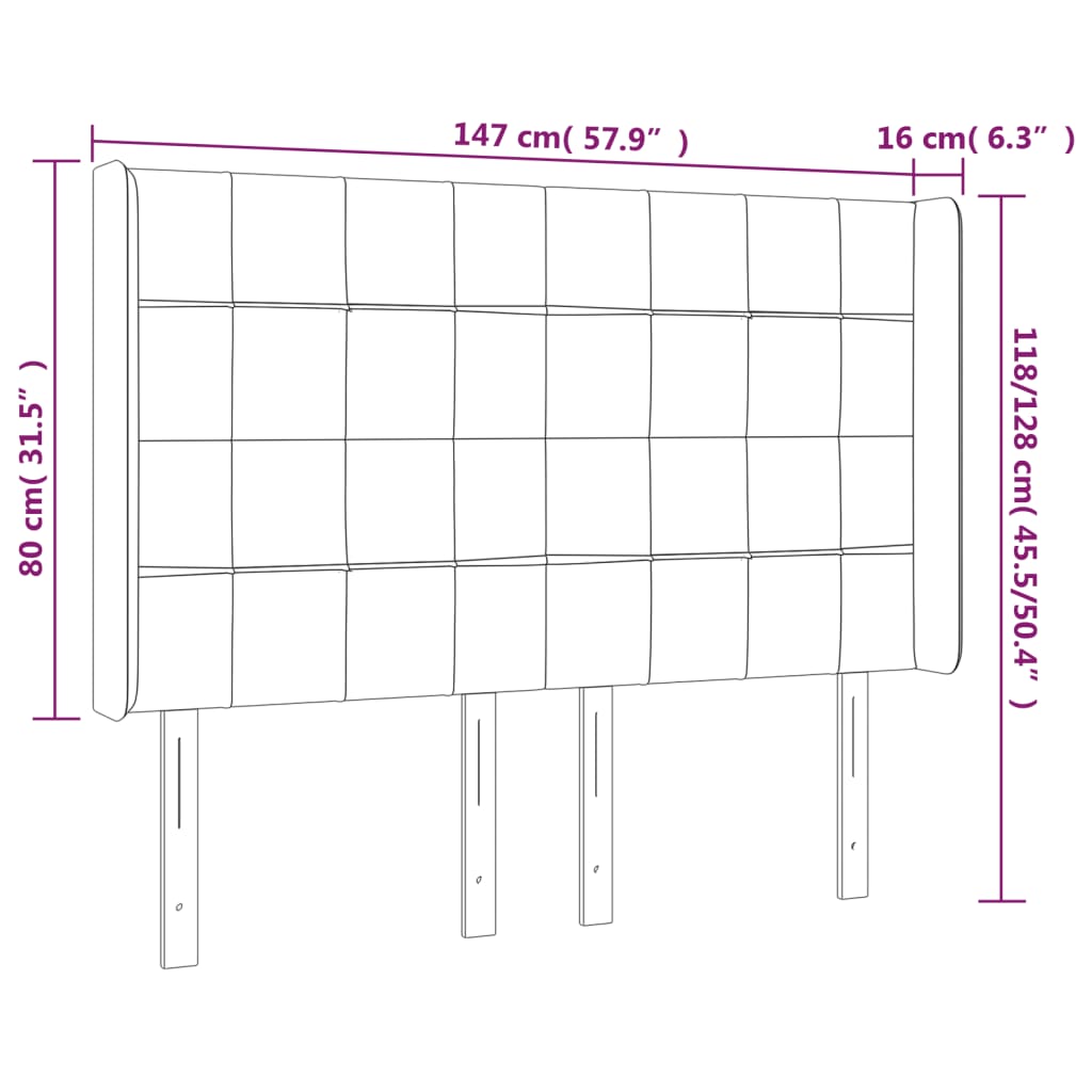 Kopfteil mit Ohren Dunkelblau 93x16x78/88 cm Samt