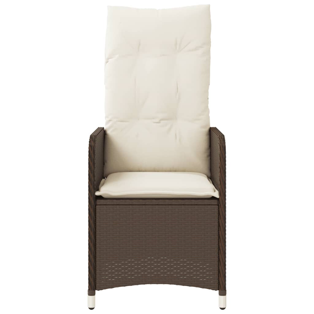 Gartensessel Verstellbar mit Kissen Schwarz Poly Rattan