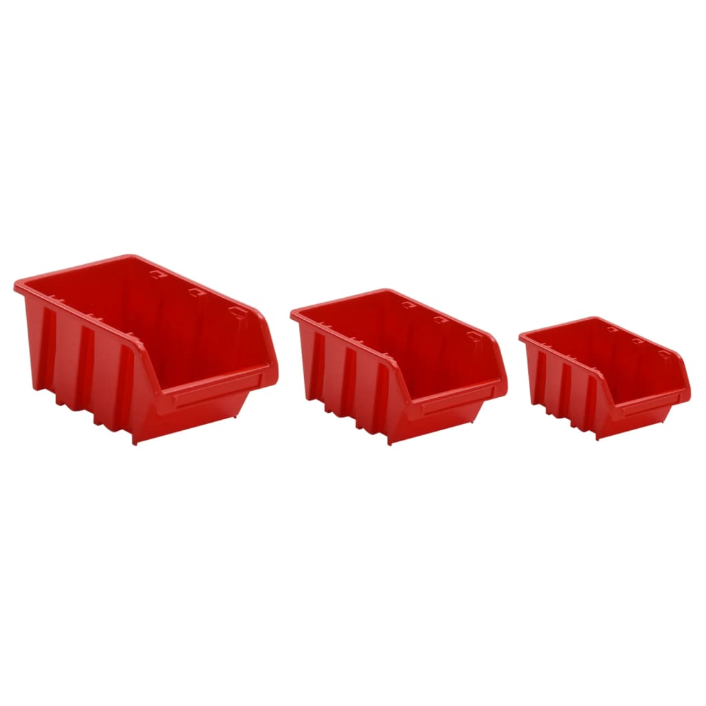 30-tlg Stapelboxen-Wandregal Rot & Schwarz 77x39cm Polypropylen
