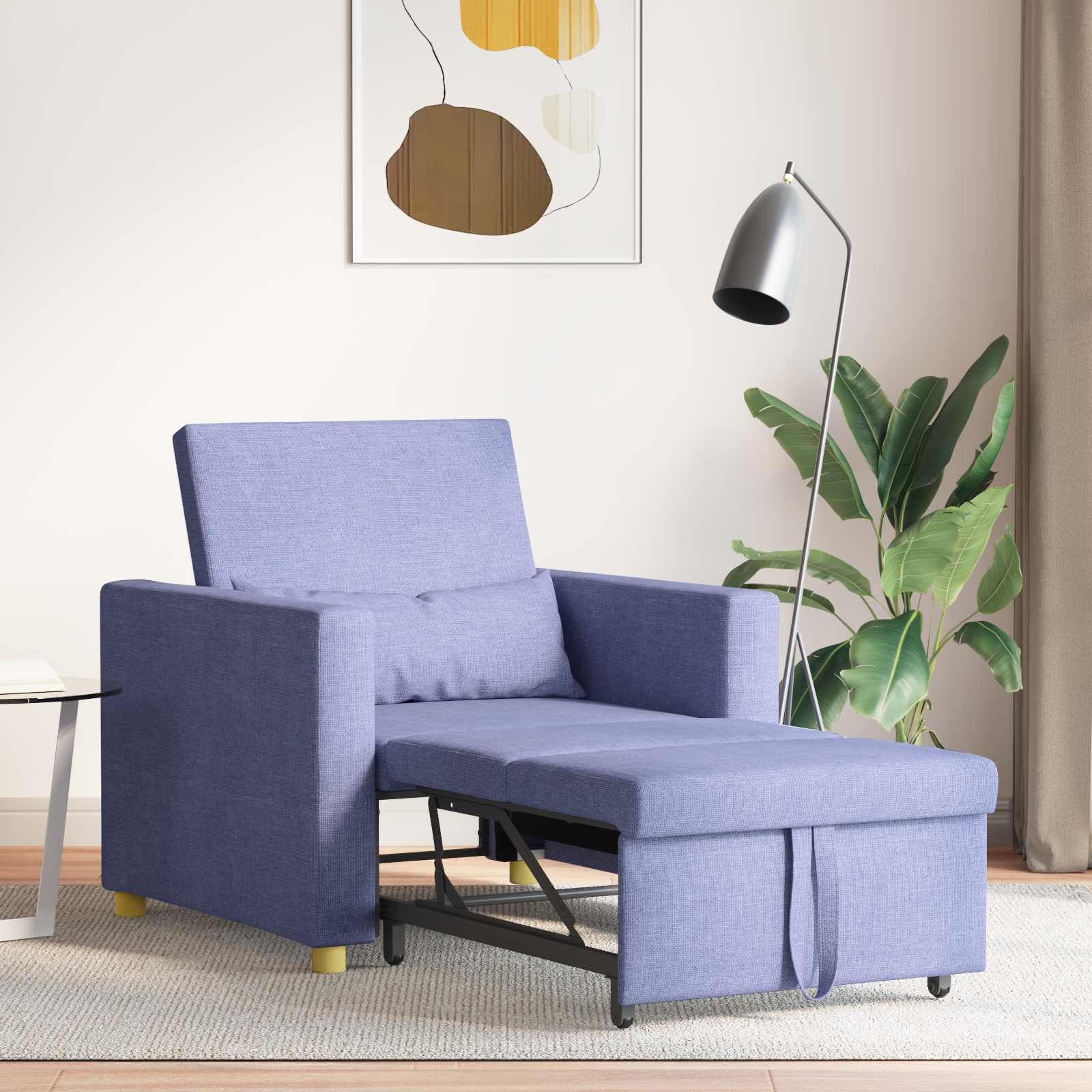 Ausziehbare Schlafcouch Einzel Hellgrau 90 x 165 x 87 cm Stoff