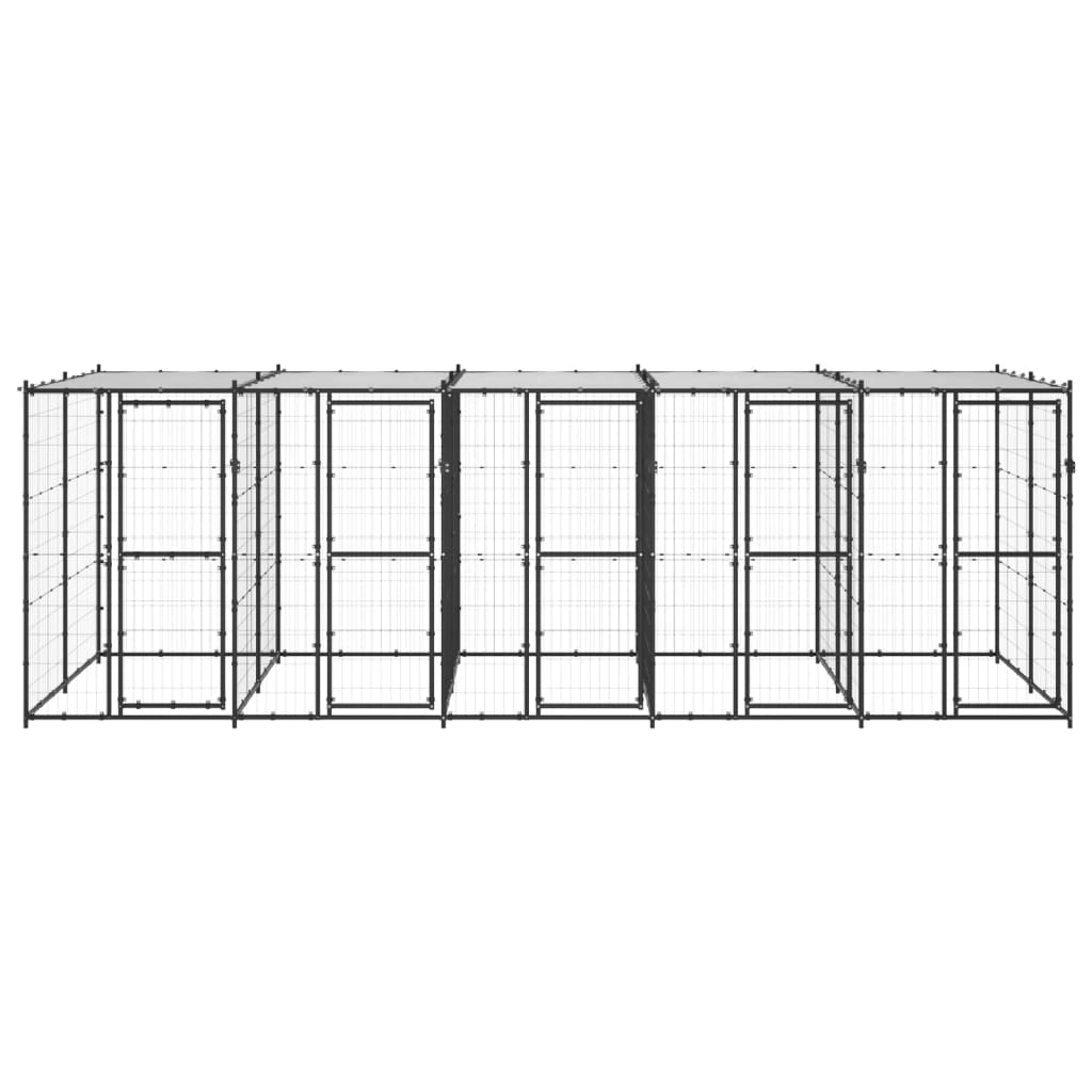 Outdoor-Hundezwinger Stahl mit Überdachung 110x220x180 cm