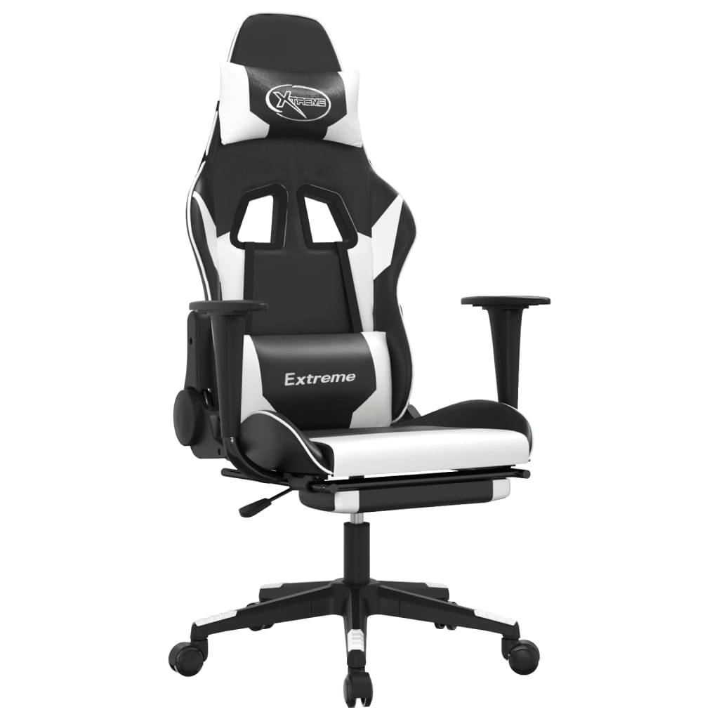 Gaming-Stuhl mit Massagefunktion Schwarz und Blau Kunstleder