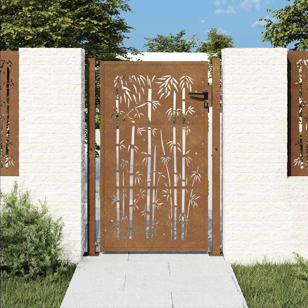 Gartentor 100x75 cm Cortenstahl Bambus-Design