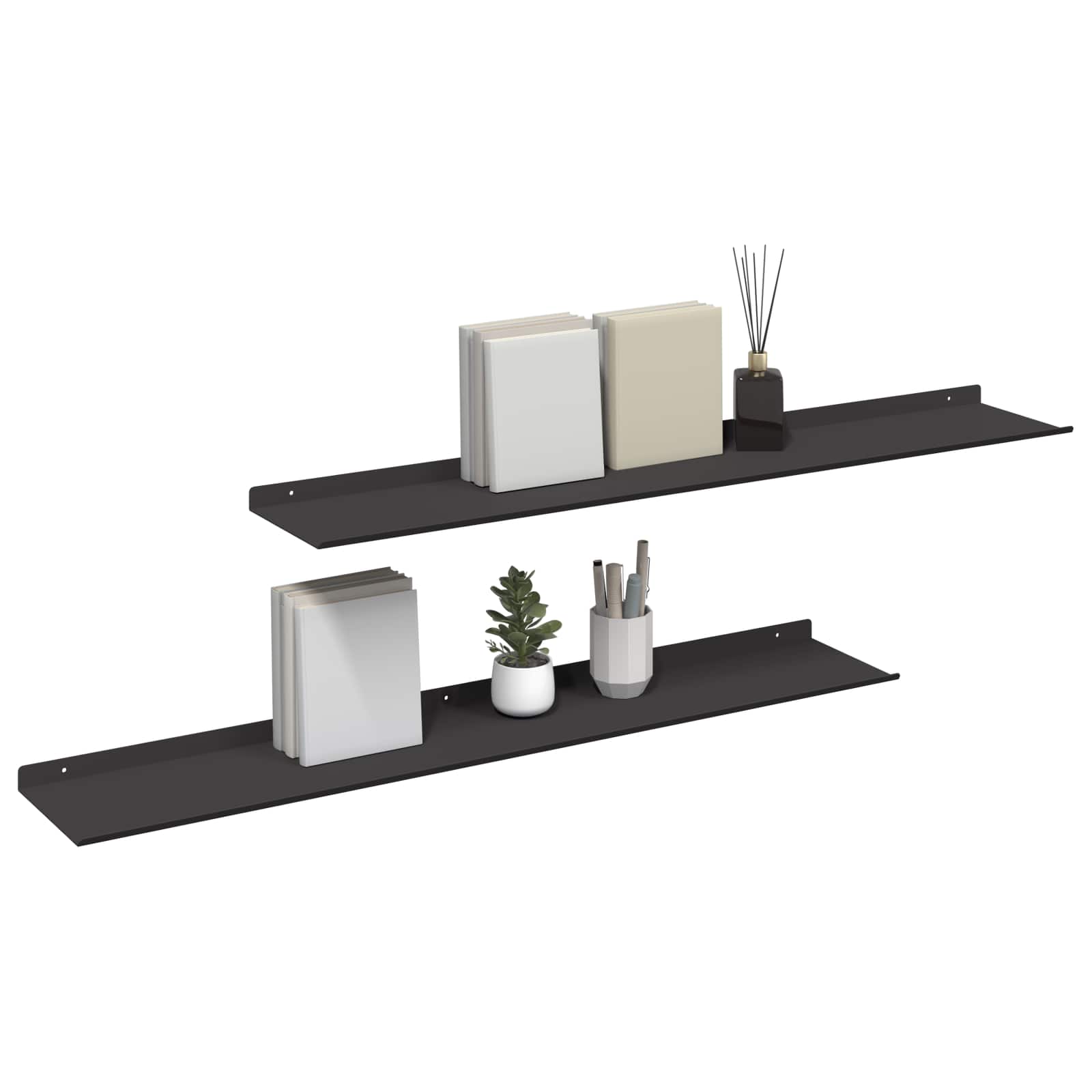 Schwebendes Regal 3 pcs Schwarz 40 x 9 x 2,5 cm Stahl