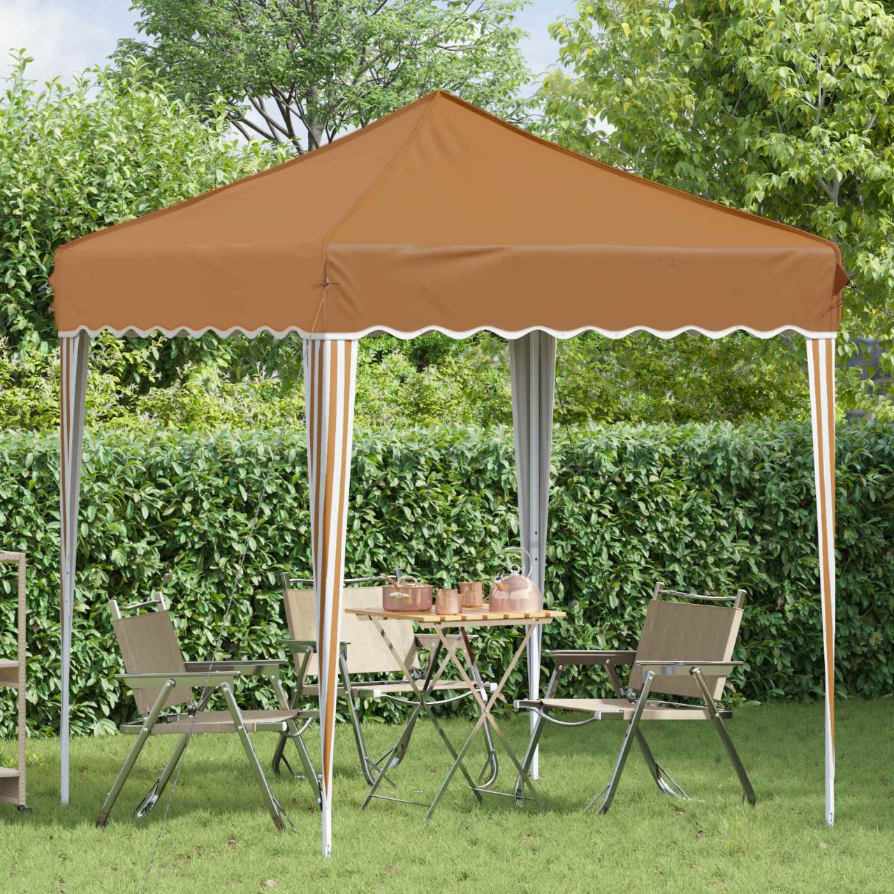 Pop-up Partyzelt 195 x 195 x 245 cm Creme Oxford-Stoff