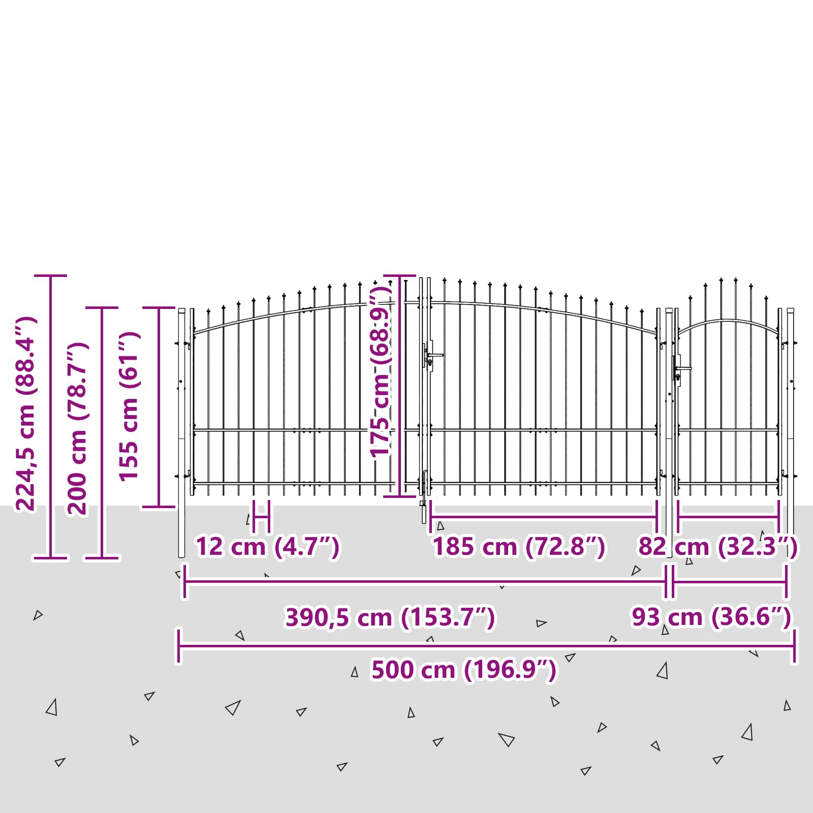Gartentor Woerden Stahl 1x4 m Schwarz