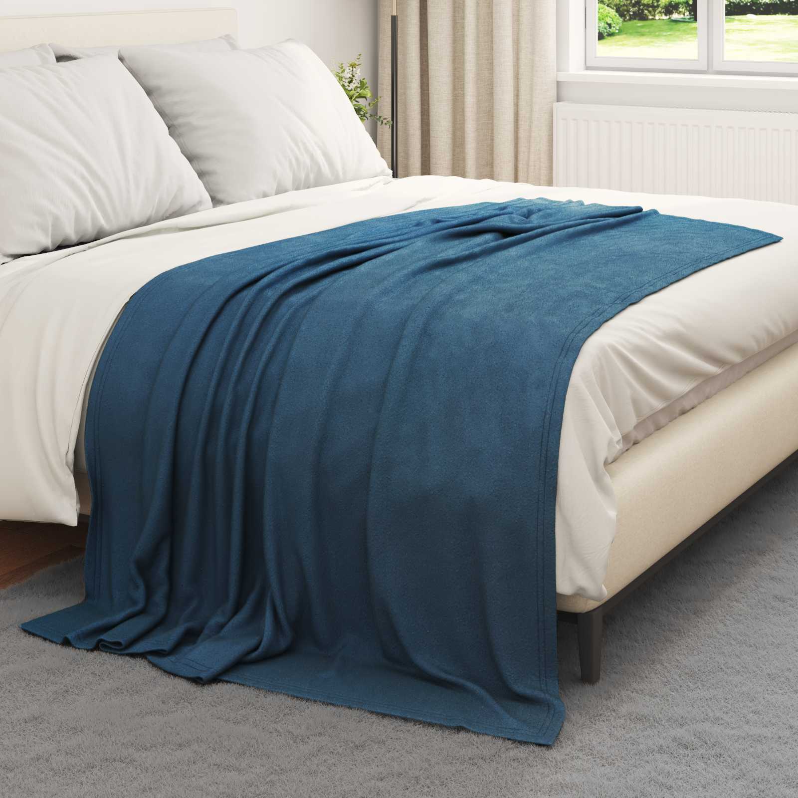 Überwurfdecke Beige 170 x 130 cm Fleece