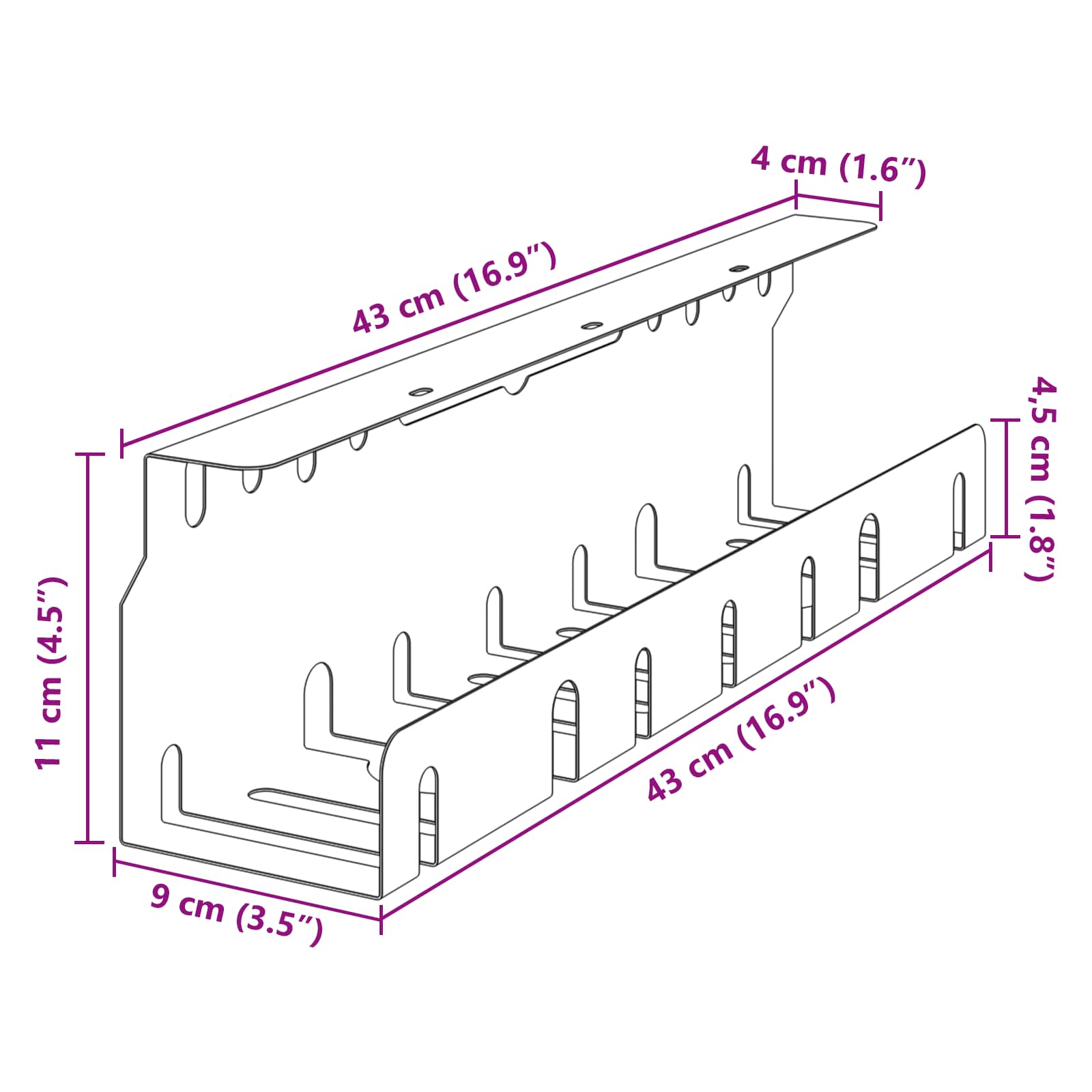 Unter dem Schreibtisch Kabelmanagement Tray 2 Stk. Anthrazit