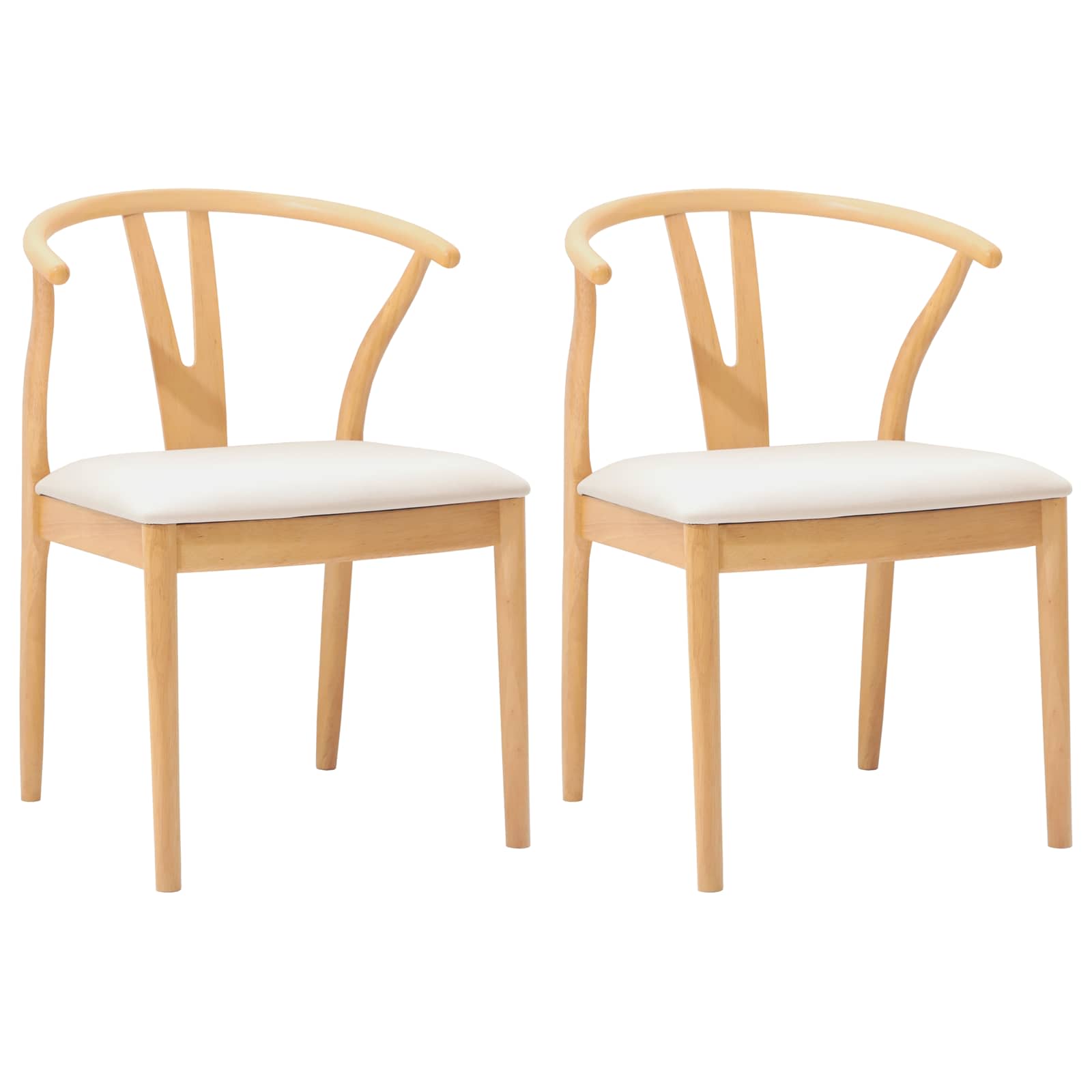 Esszimmerstuhl 2 pcs Hellbraun und hell Massives Gummiholz