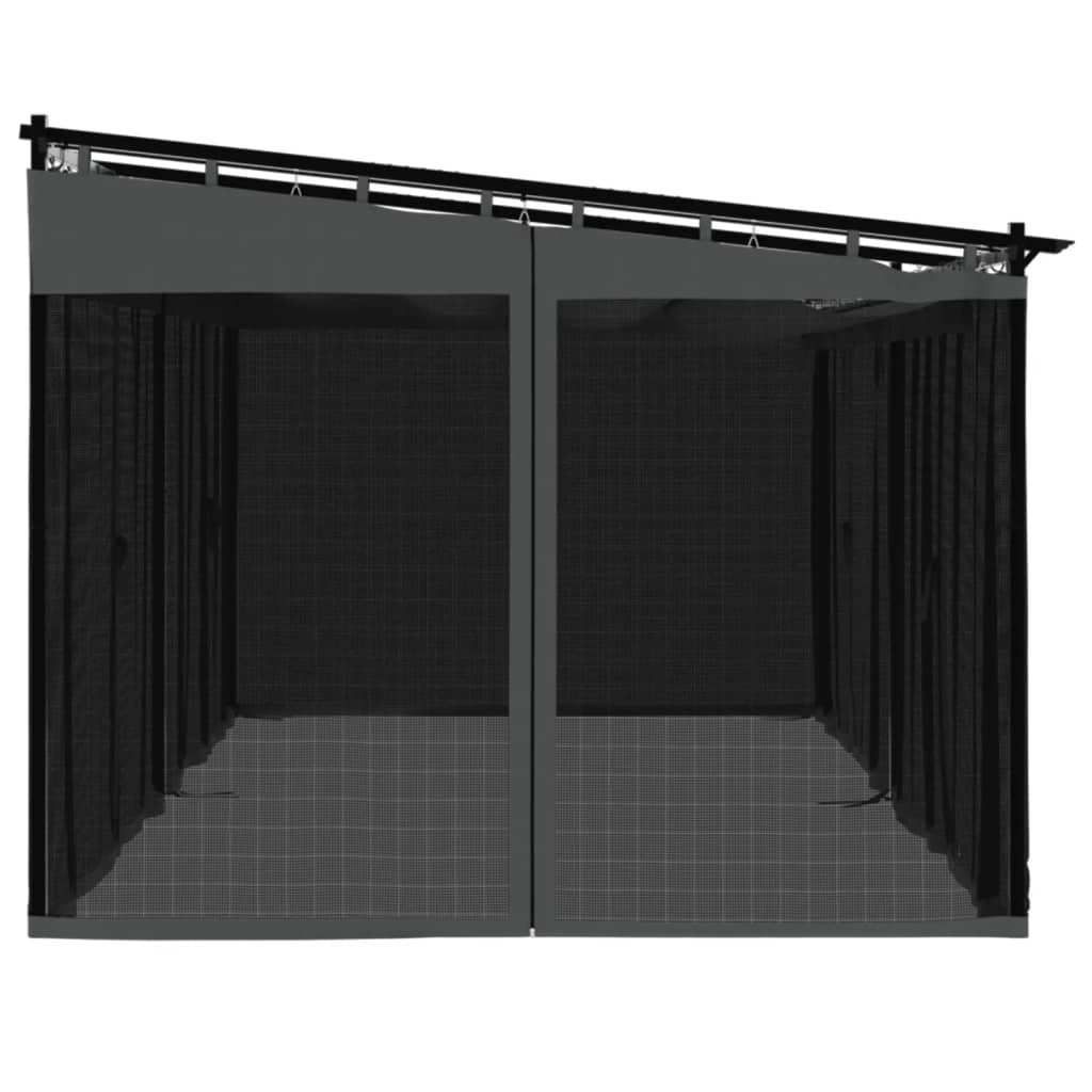 Pavillon mit Netzwände Creme 3x3 m Stahl
