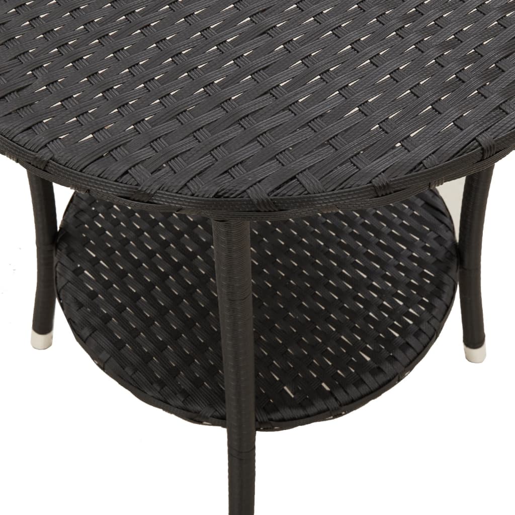 Gartensessel Verstellbar mit Kissen Schwarz Poly Rattan
