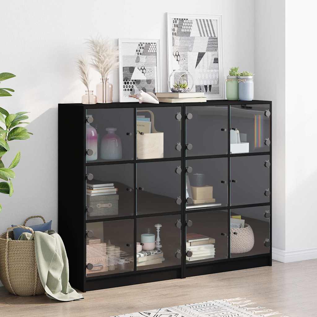 Bücherregal mit Türen Weiß 136x37x109 cm Holzwerkstoff
