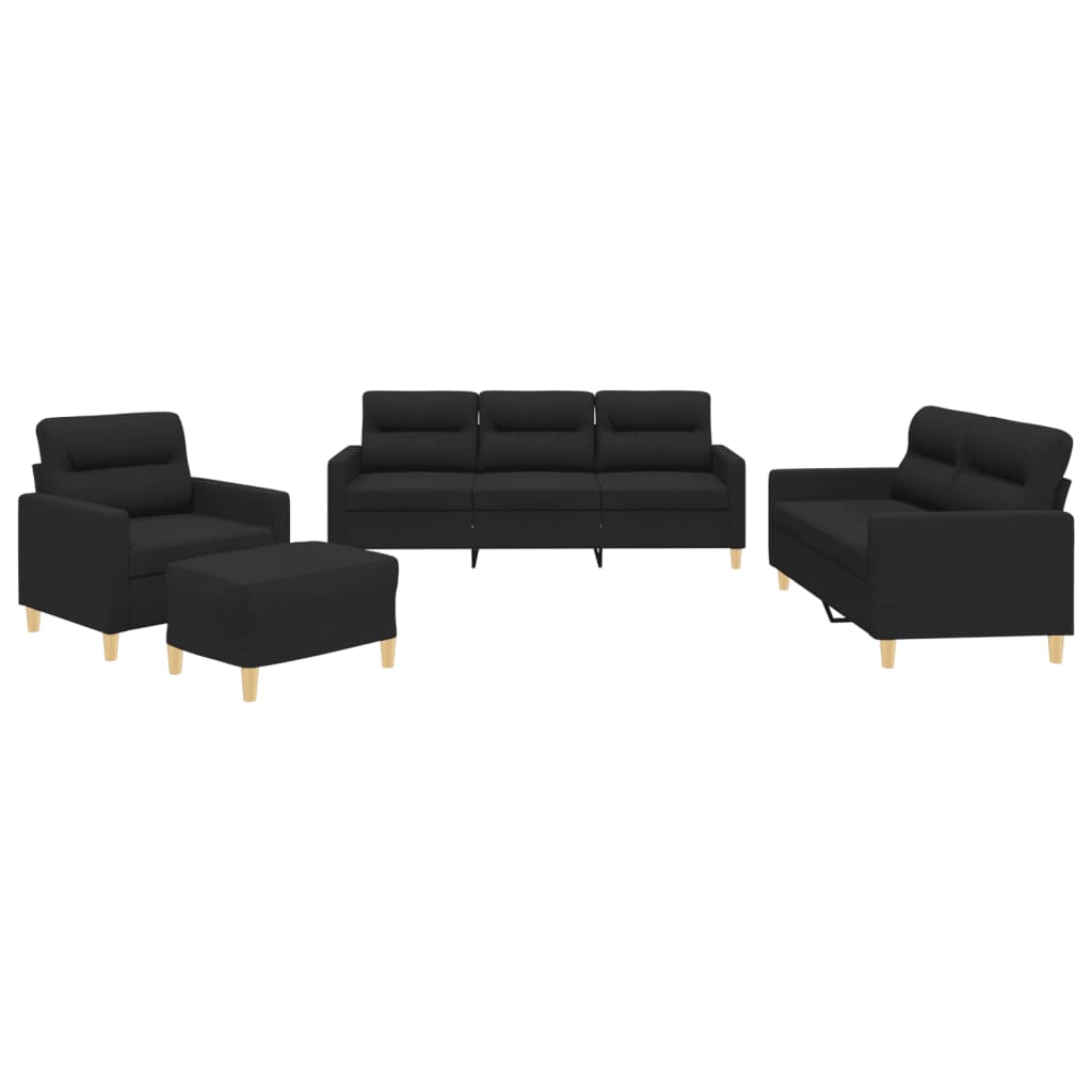 4-tlg. Sofagarnitur mit Kissen Taupe Stoff