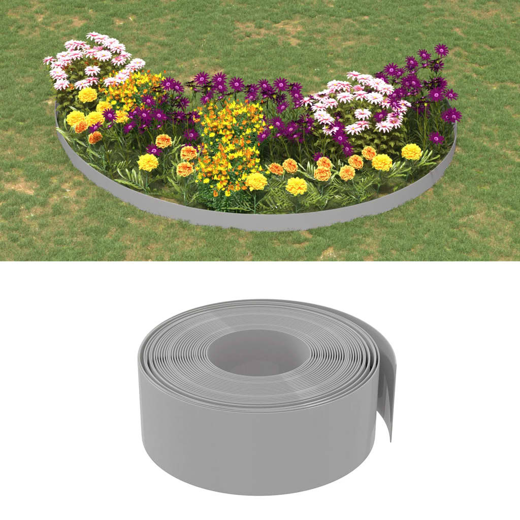 Gartenumrandung 25 m 10 cm PE Grau