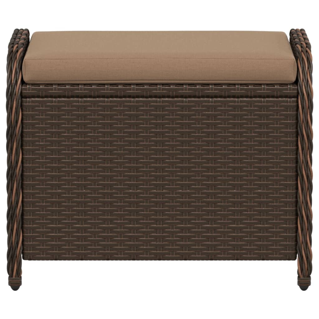 Gartenhocker mit Kissen Schwarz 58x46x46 cm Poly Rattan