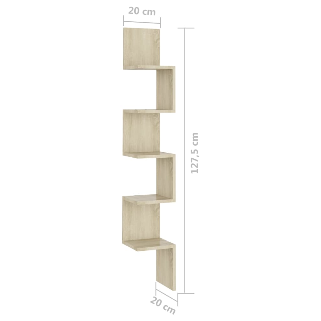 Wand-Eckregal Weiß 20x20x127,5 cm Holzwerkstoff