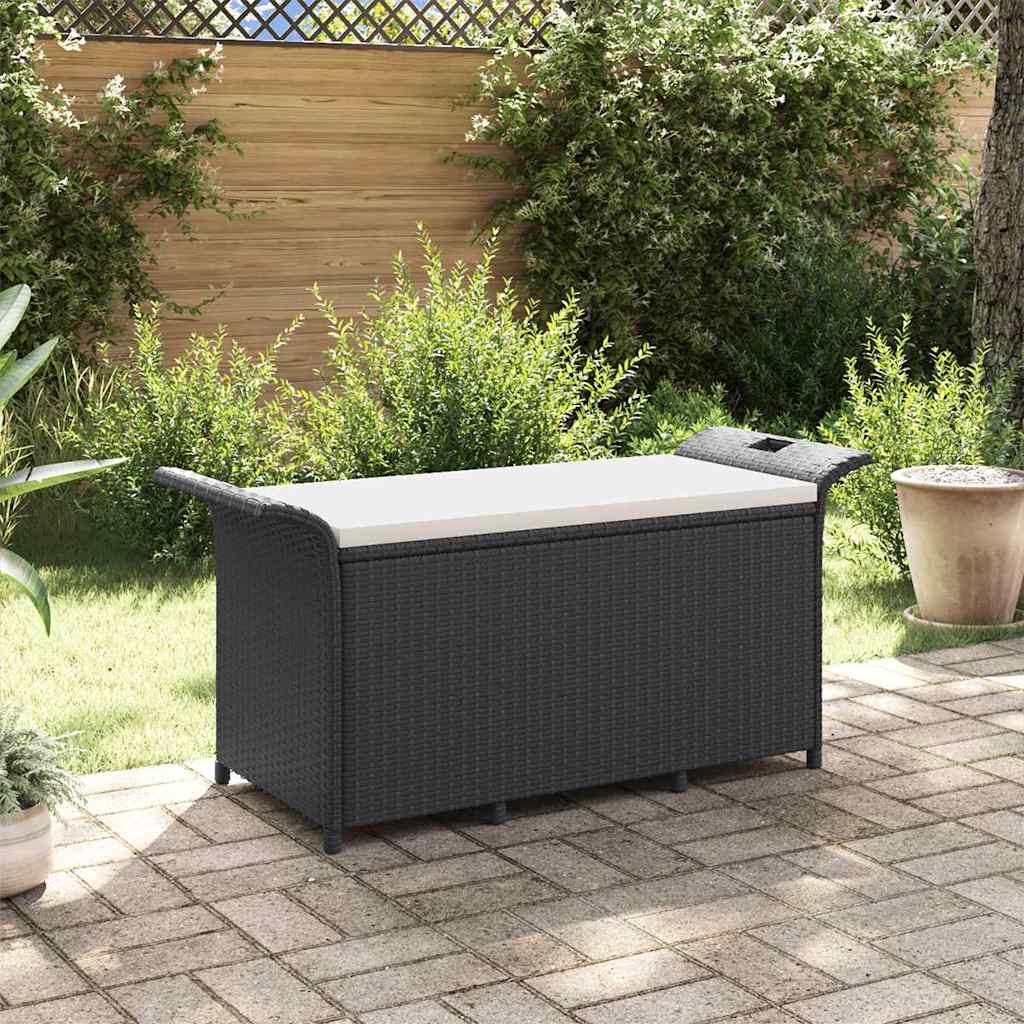 Gartenbank mit Kissen Braun 116x46x57 cm Poly Rattan