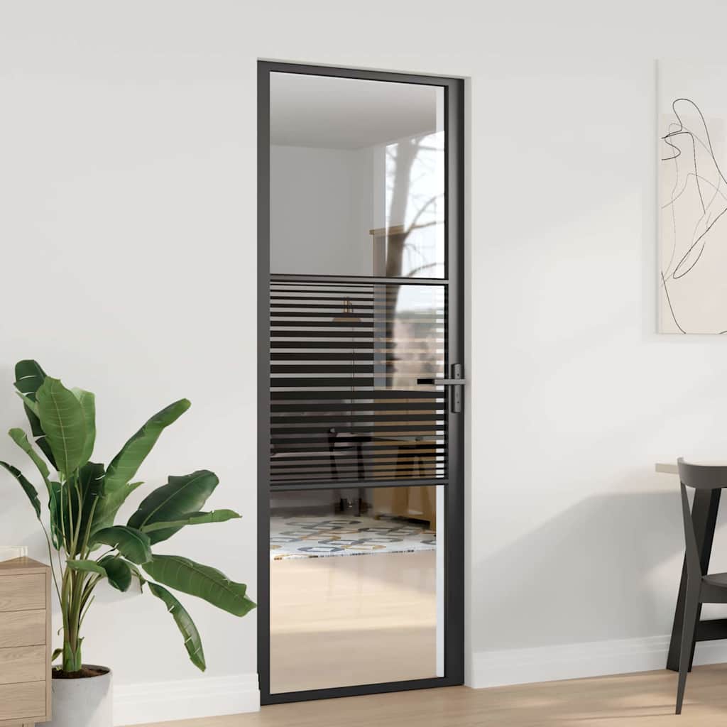 Innentür ESG Glas und Aluminium 76x201,5 cm Schwarz