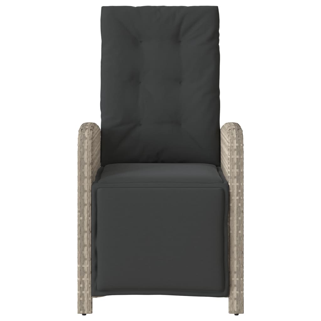 Gartensessel mit Fußteil Verstellbar Schwarz Poly Rattan
