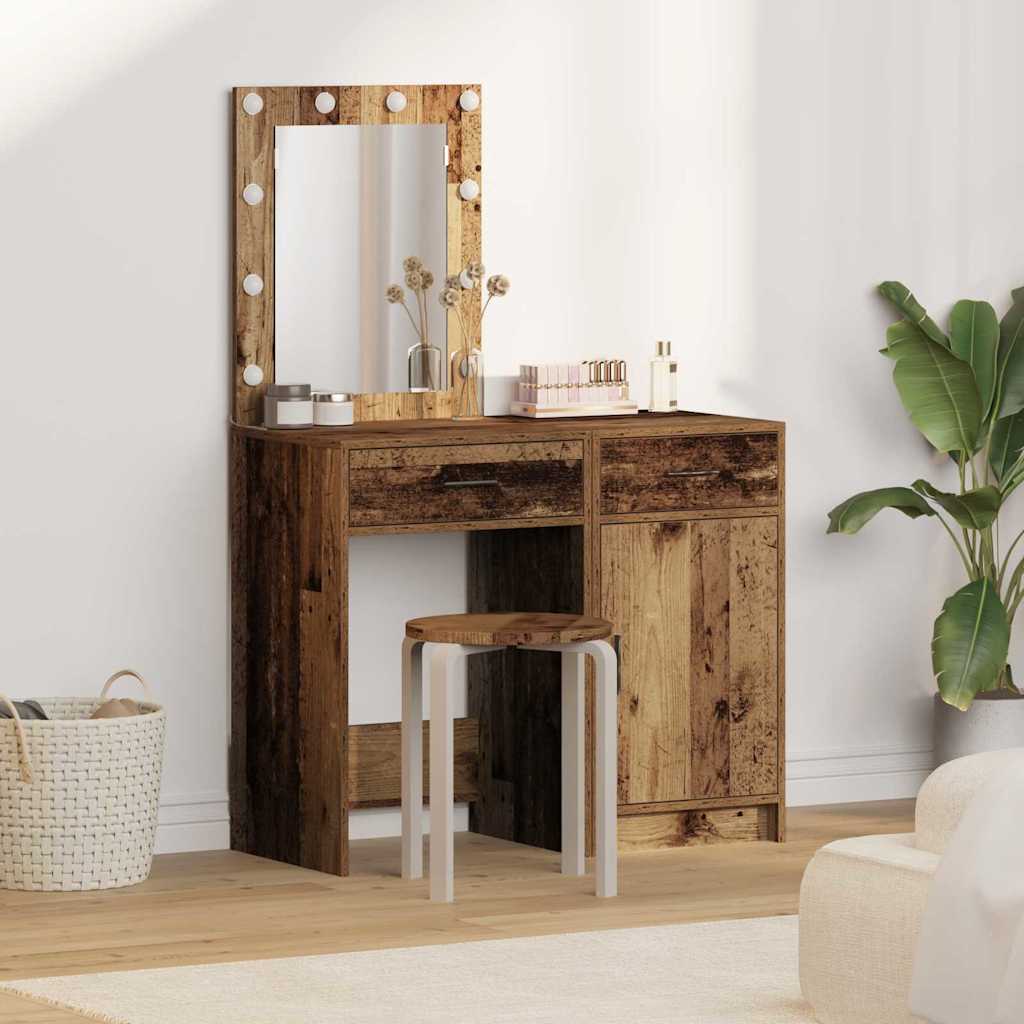 Schminktisch mit Tür 2 pcs Weiß 50 x 41 x 135 cm Holzwerkstoff