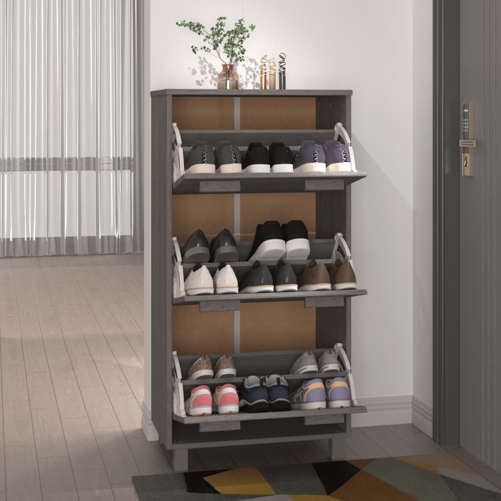 Schuhschrank HAMAR Honigbraun 59,5x35x117 cm Massivholz Kiefer
