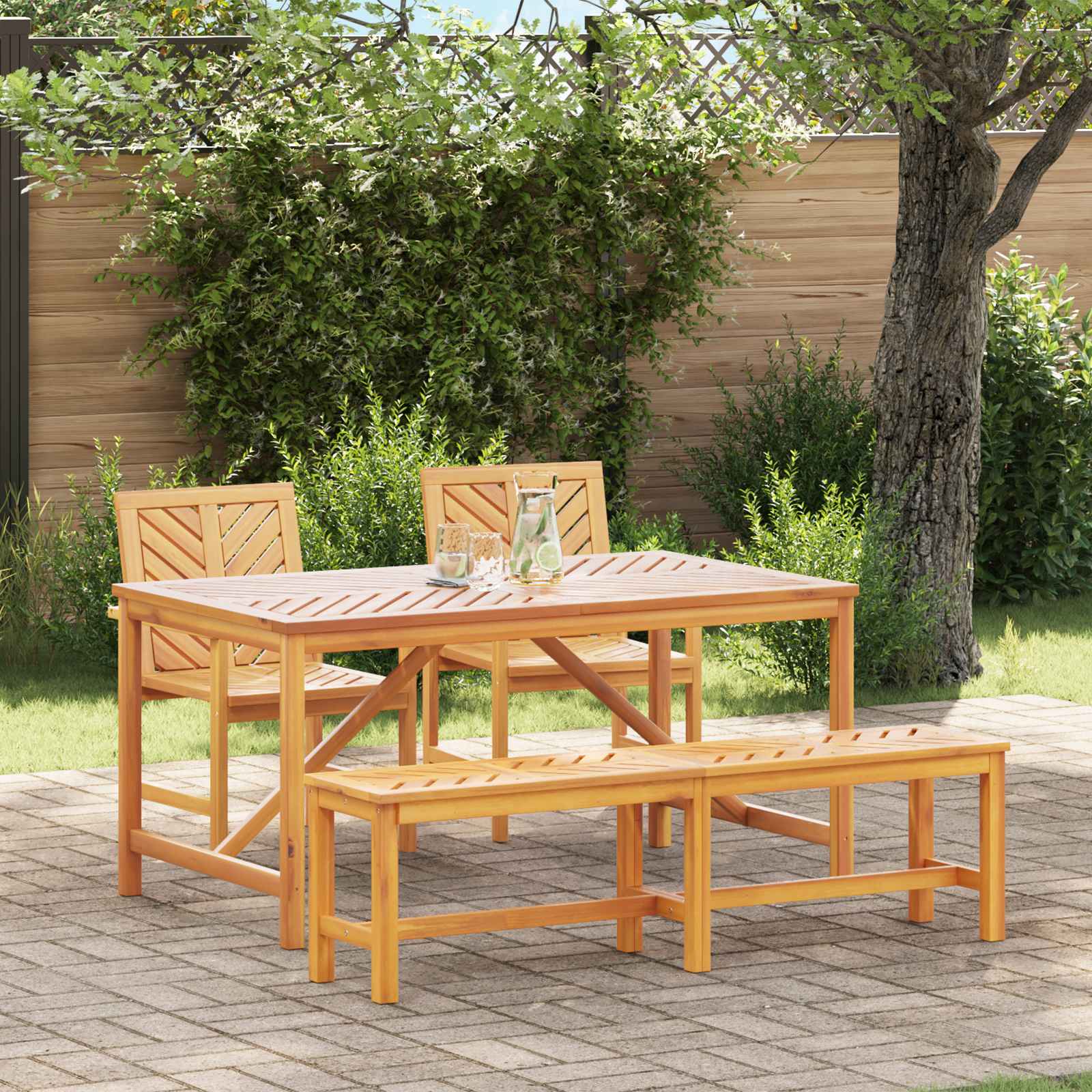 Garten Essgruppe 3 Stk. Braun Massivholz Akazie