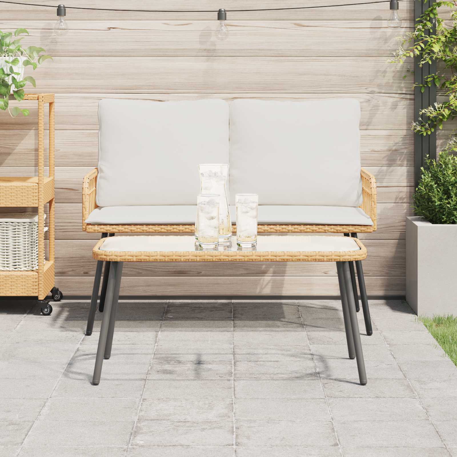 Couchtisch Schwarz 90 x 45 x 43 cm Poly-Rattan