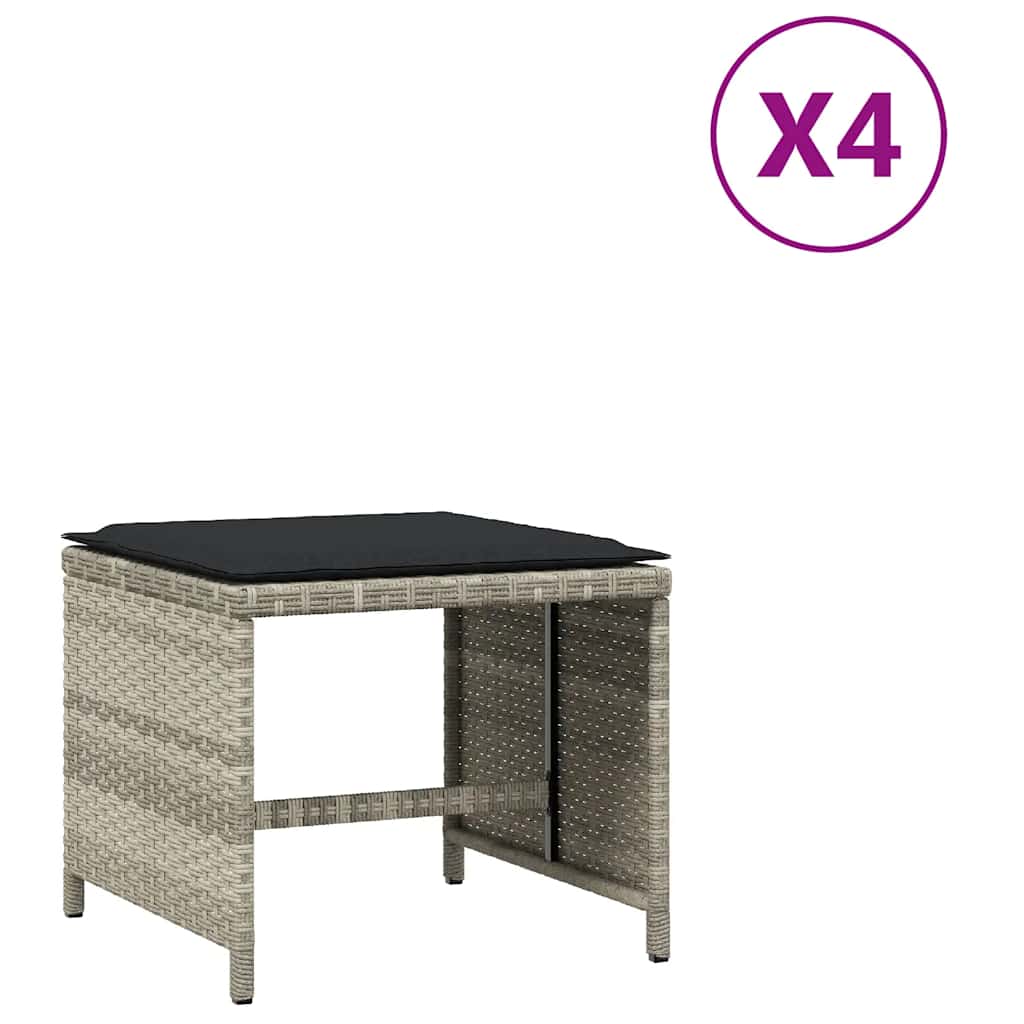 Gartenhocker mit Kissen 4 Stk. Schwarz 41x41x36 cm Poly Rattan
